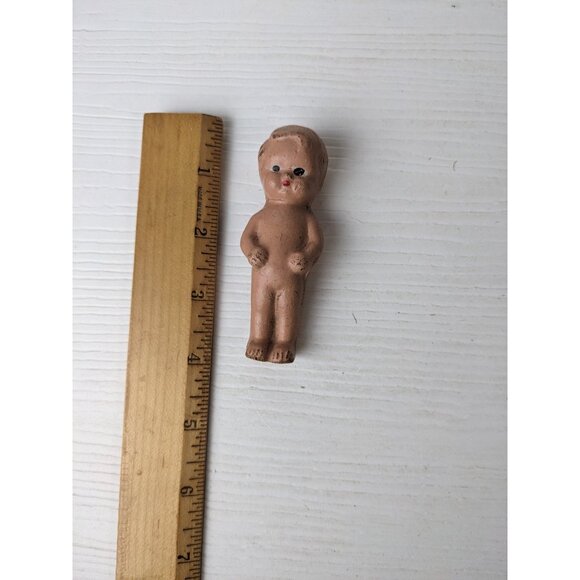 Vtg Porcelain Bisque Hand Painted Miniature Toy Boy Doll Figurine 4” - Picture 2 of 6